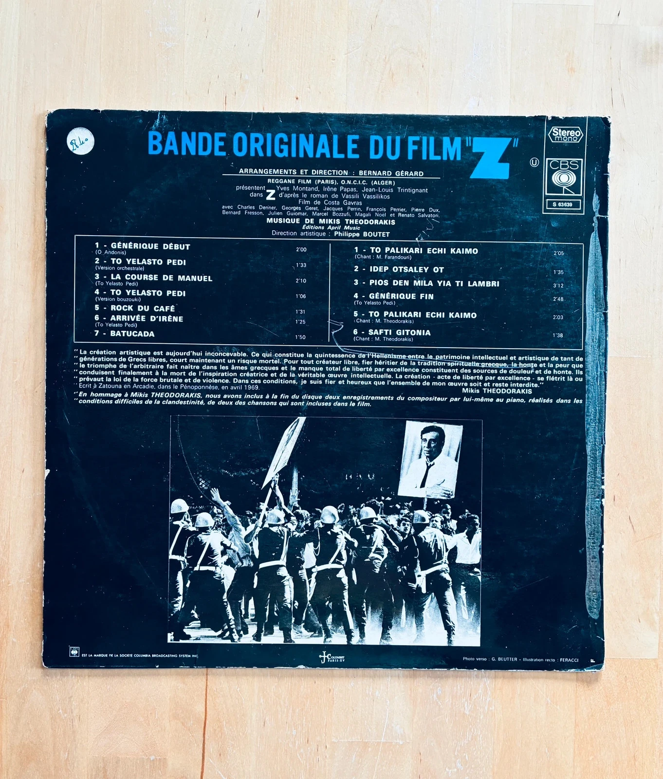 Disco de vinilo 33T banda sonora de película Z Mikis Theodorakis. – photo 2